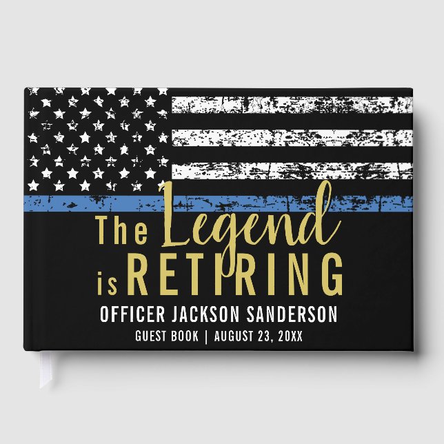 Police Retirement Party Thin Blue Line Guest Book (Front)