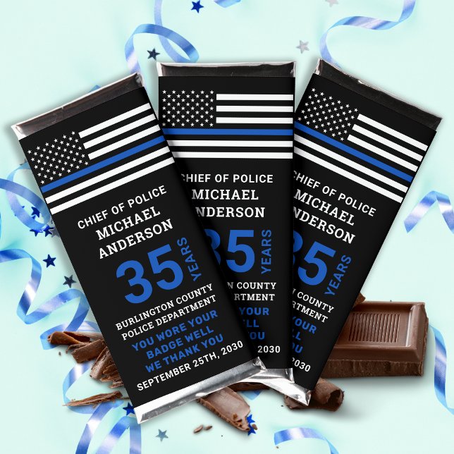 Police Retirement Party Thin Blue Line Hershey Bar Favors (Creator Uploaded)