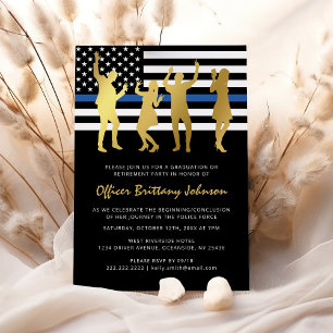 Police Retirement Party Thin Blue Line Invitation