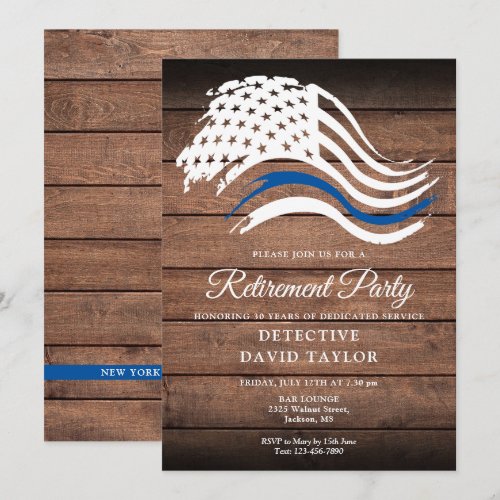 Police Retirement Party Thin Blue Line Rustic
