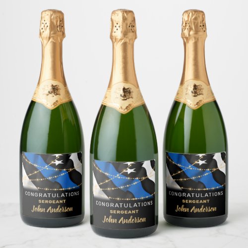 Police Retirement Party Thin Blue Line Sparkling Wine Label
