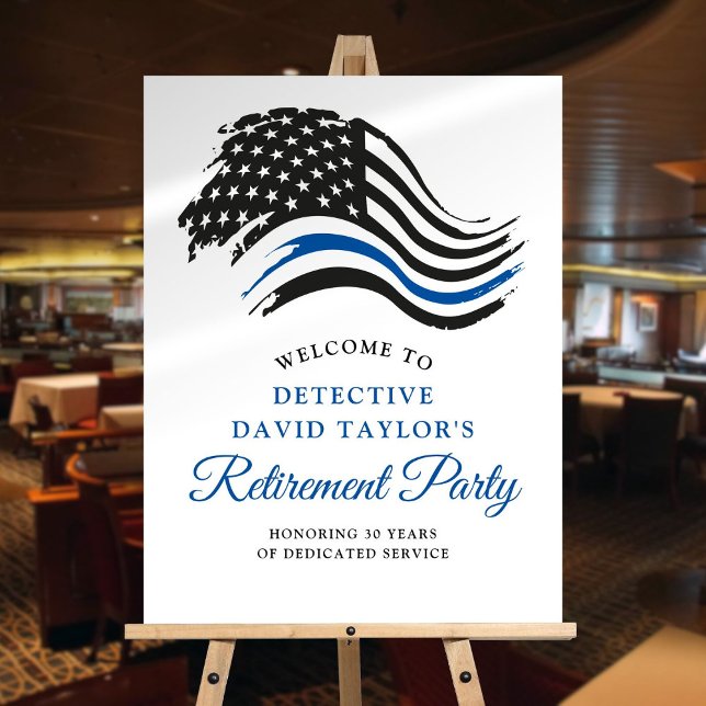 Police Retirement Party Thin Blue Line Welcome Foam Board (Police Retirement Party Thin Blue Line Welcome Foam Board)