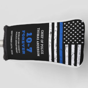 Police Retirement Personalize 10-7 Thin Blue Line Golf Head Cover