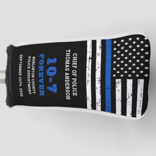 Police Retirement Personalize 10_7 Thin Blue Line  Golf Head Cover