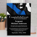 Police Retirement Personalized Thin Blue Line Acrylic Award<br><div class="desc">Celebrate and show your appreciation to an outstanding Police Officer with this Thin Blue Line Award - American flag design in Police Flag colors , modern black blue.. Personalize this police retirement award with officers name, text with law enforcement department name and community, date of retirement. Perfect of police retirement...</div>