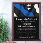 Police Retirement Personalized Thin Blue Line Award Plaque<br><div class="desc">Celebrate and show your appreciation to an outstanding Police Officer with this Thin Blue Line Award - American flag design in Police Flag colors , modern black blue.. Personalize this police retirement award with officers name, text with law enforcement department name and community, date of retirement. Perfect of police retirement...</div>