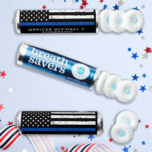 Police Retirement Personalized Thin Blue Line Breath Savers® Mints
