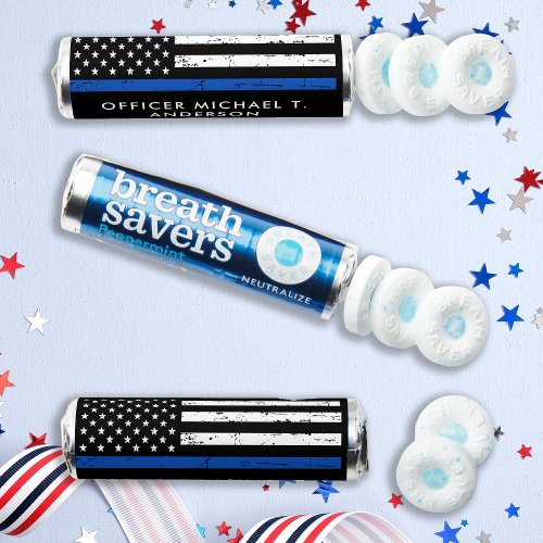Police Retirement Personalized Thin Blue Line Breath Savers Mints