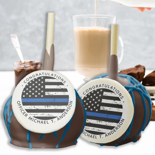 Police Retirement Personalized Thin Blue Line Cake Pops