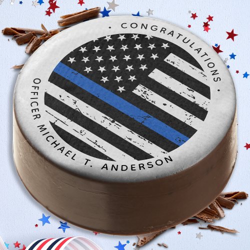 Police Retirement Personalized Thin Blue Line Chocolate Covered Oreo