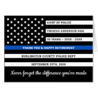 Police Retirement Personalized Thin Blue Line Flag