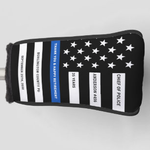 Police Retirement Personalized Thin Blue Line Golf Head Cover
