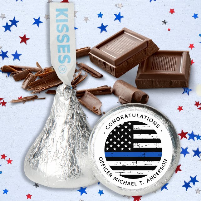 Police Retirement Personalized Thin Blue Line Hershey®'s Kisses® (Creator Uploaded)