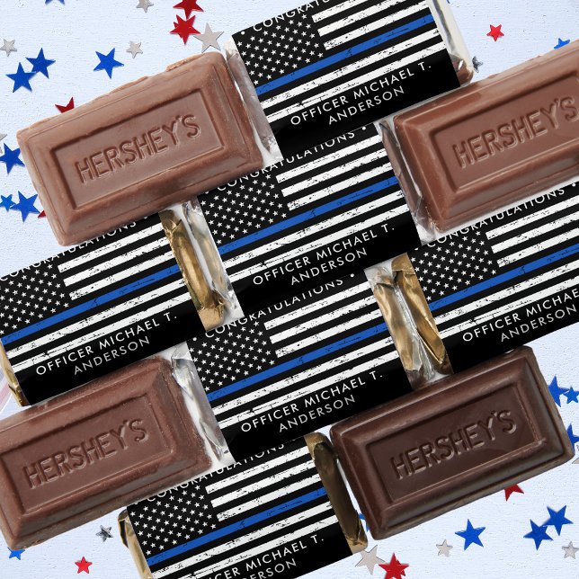 Police Retirement Personalized Thin Blue Line Hershey's Miniatures (Creator Uploaded)