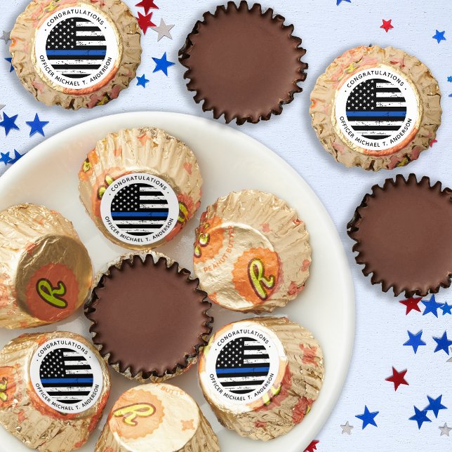 Police Retirement Personalized Thin Blue Line Reese's Peanut Butter Cups (Creator Uploaded)