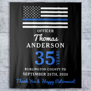 Police Retirement Personalized Thin Blue Line Tapestry