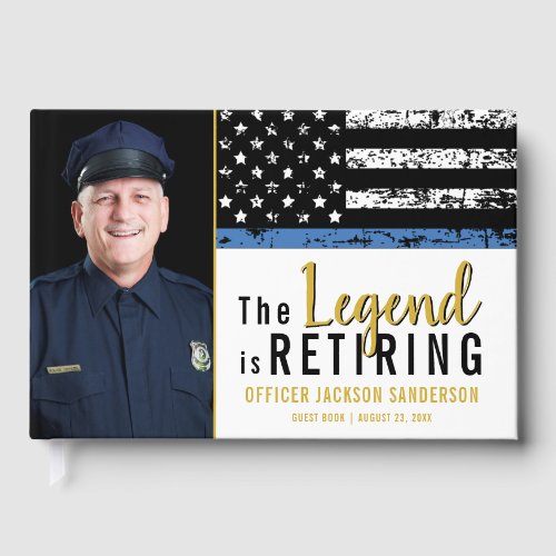 Police Retirement Photo Thin Blue Line Flag