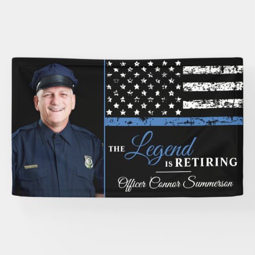 Police Retirement Picture Thin Blue Line Photo Banner