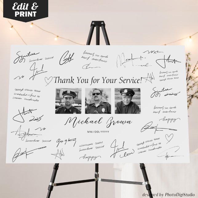 Police Retirement Signature Board Gift Guest Book (Police Officer Retirement Party Alternative Guest book)