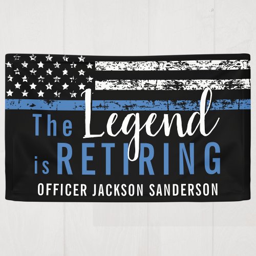 Police Retirement Thin Blue Line American Flag Banner