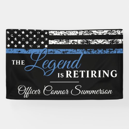 Police Retirement Thin Blue Line American Flag Banner