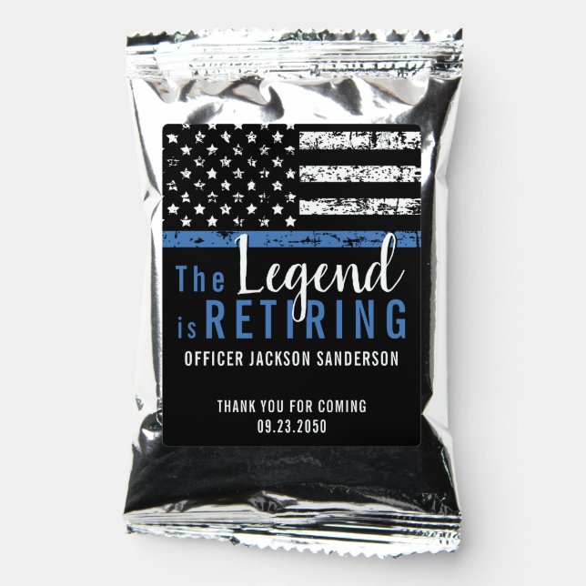 Police Retirement Thin Blue Line American Flag Coffee Drink Mix (Front)