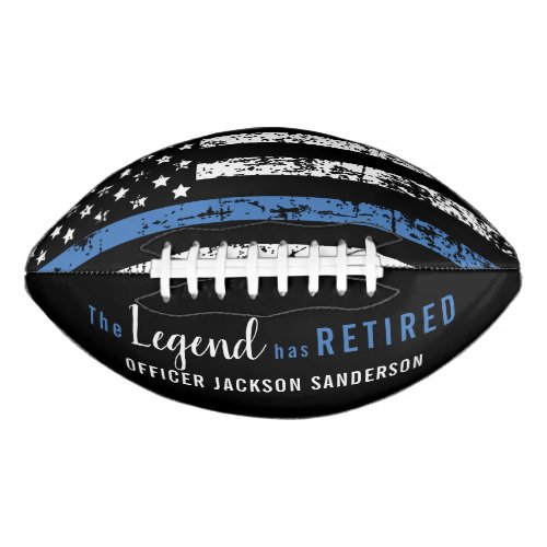 Police Retirement Thin Blue Line American Flag Football