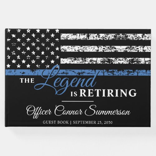 Police Retirement Thin Blue Line American Flag Guest Book