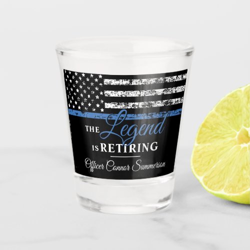 Police Retirement Thin Blue Line American Flag Shot Glass