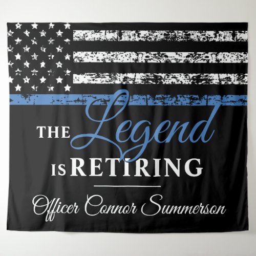 Police Retirement Thin Blue Line American Flag Tapestry