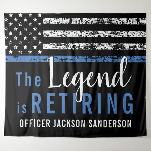 Police Retirement Thin Blue Line American Flag Tapestry