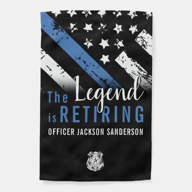 Police Retirement Thin Blue Line American Garden Flag (Front)