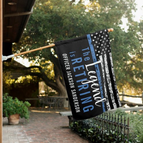 Police Retirement Thin Blue Line American House Flag