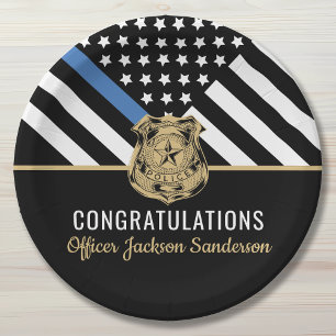 Police Retirement Thin Blue Line Congratulations Paper Plates