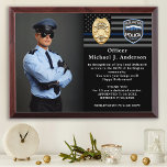 Police Retirement Thin Blue Line Custom Photo Award Plaque<br><div class="desc">Celebrate and show your appreciation to an outstanding Police Officer with this Police Retirement Award - Personalize this police retirement award with photo, officers name, text with law enforcement department name and community, and date of retirement. COPYRIGHT © 2020 Judy Burrows, Black Dog Art - All Rights Reserved. Police Retirement...</div>