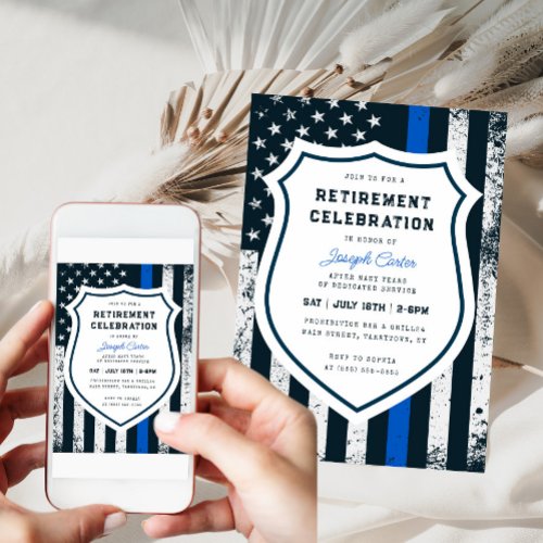 Police Retirement Thin Blue Line Flag