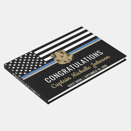 Police Retirement Thin Blue Line Flag Party Guest Book