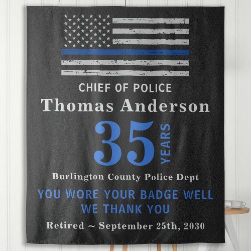 Police Retirement Thin Blue Line Flag Party Tapestry