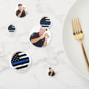 Police Retirement Thin Blue Line Flag Photo Confetti
