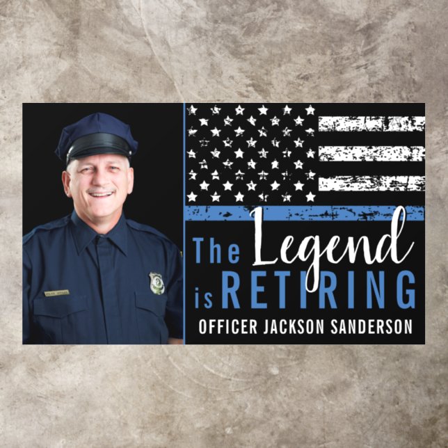 Police Retirement Thin Blue Line Flag Photo Floor Decals (Insitu)