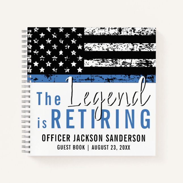Police Retirement Thin Blue Line Guest Book (Front)
