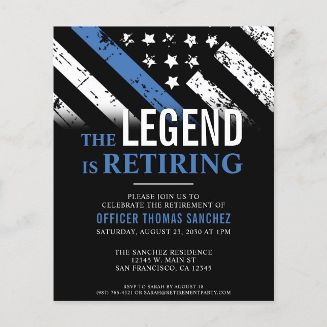 Police Retirement Thin Blue Line Law Enforcement (Front)
