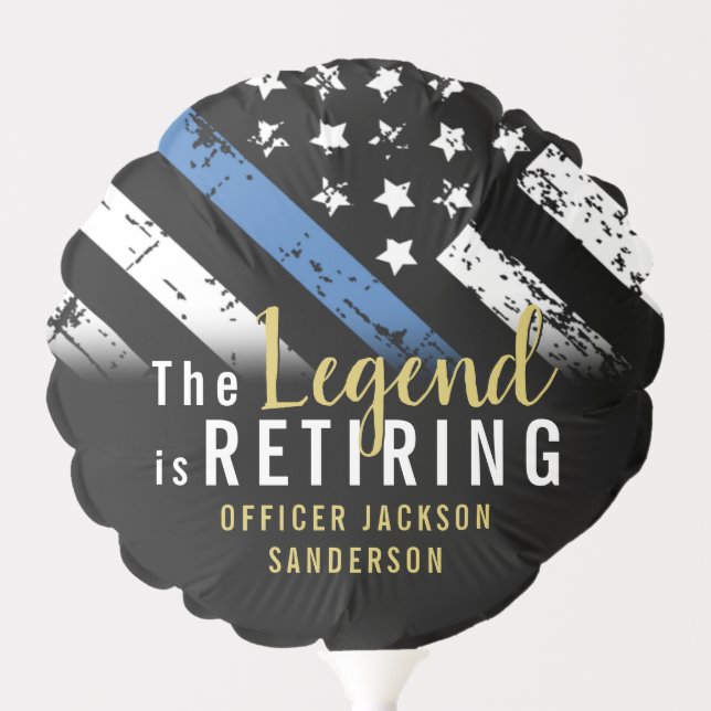 Police Retirement Thin Blue Line Law Enforcement Balloon (Front)