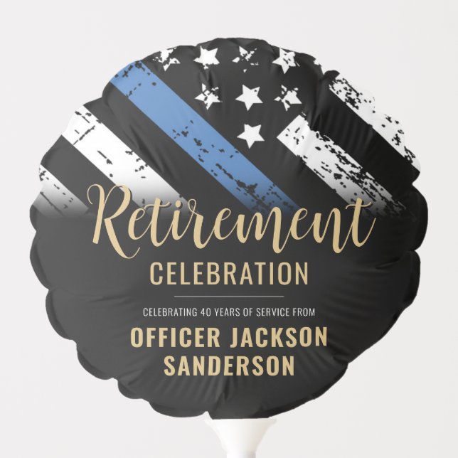 Police Retirement Thin Blue Line Law Enforcement Balloon (Front)