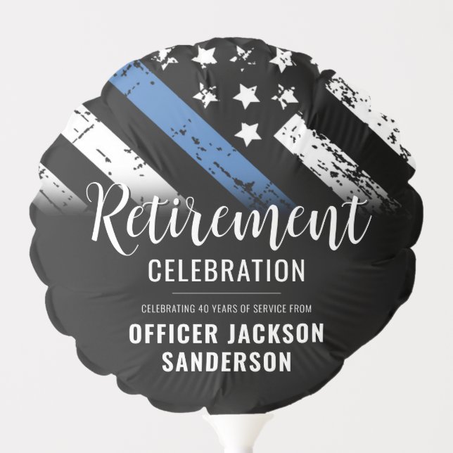 Police Retirement Thin Blue Line Law Enforcement Balloon (Front)