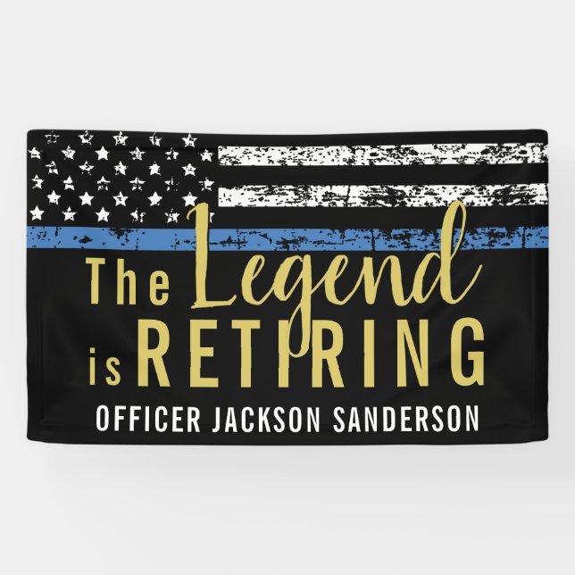 Police Retirement Thin Blue Line Law Enforcement Banner (Horizontal)
