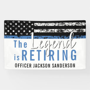 Police Retirement Thin Blue Line Law Enforcement Banner