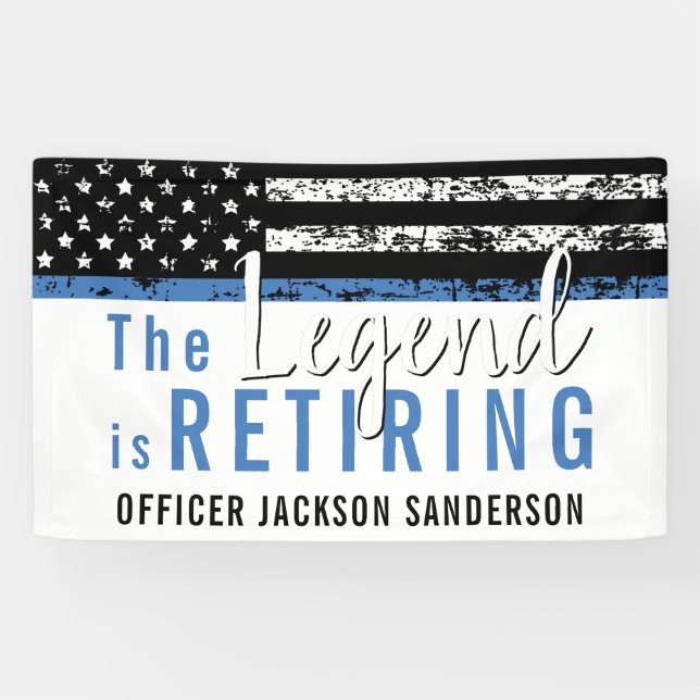 Police Retirement Thin Blue Line Law Enforcement Banner (Horizontal)
