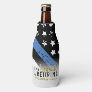 Police Retirement Thin Blue Line Law Enforcement Bottle Cooler