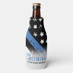 Police Retirement Thin Blue Line Law Enforcement Bottle Cooler